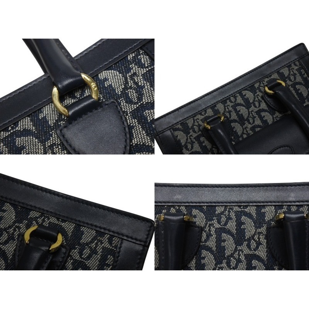 Dior Blue Navy Handbag Christian Trotter Canvas Leather - Picture 5 of 10
